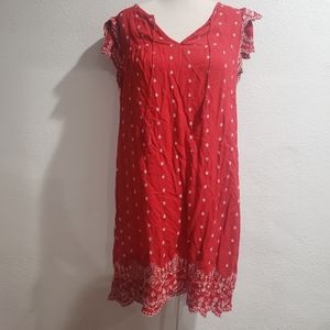 Old Navy Red Linen Swing Dress